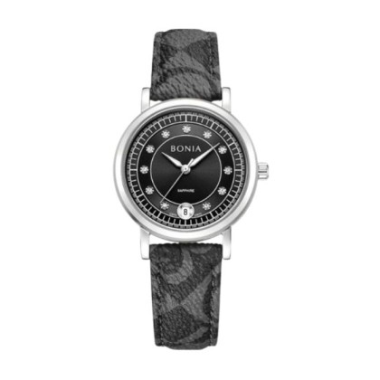 Bonia Elegance BNB10875-2332 Black Leather Strap Women Watch